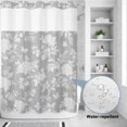 thumbnail image 3 of No Hook Shower Curtain, Rustic Floral Pattern Shower Curtains for Bathroom with See Through Top Window, Vintage Minimalist Flower Gray Waterproof & Washable Bath Curtain Stall 48"x72", 3 of 9
