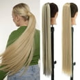 thumbnail image 2 of LISI GIRL 85cm Synthetic Long Straight Ponytail Hair Clip In Hair Extensions Blonde Brown Wrap Around Pony Hairpiece For Women, 2 of 10