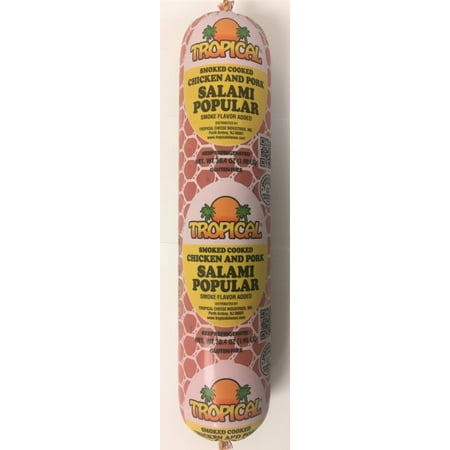Tropical Salami Popular, Smoked Cooked Chicken and Pork, 30.4 oz, 8g Protein per 2oz Serving