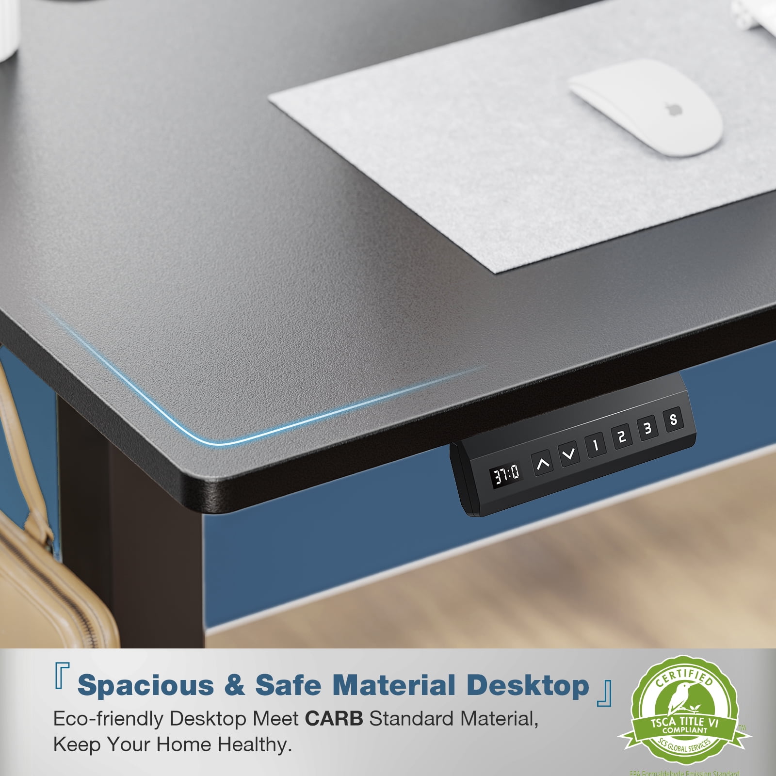 edx Electric Standing Desk, Height Adjustable Desk, 63 x 24 Inches Ergonomic Stand up Desk with Memory Preset for Home Office, Black