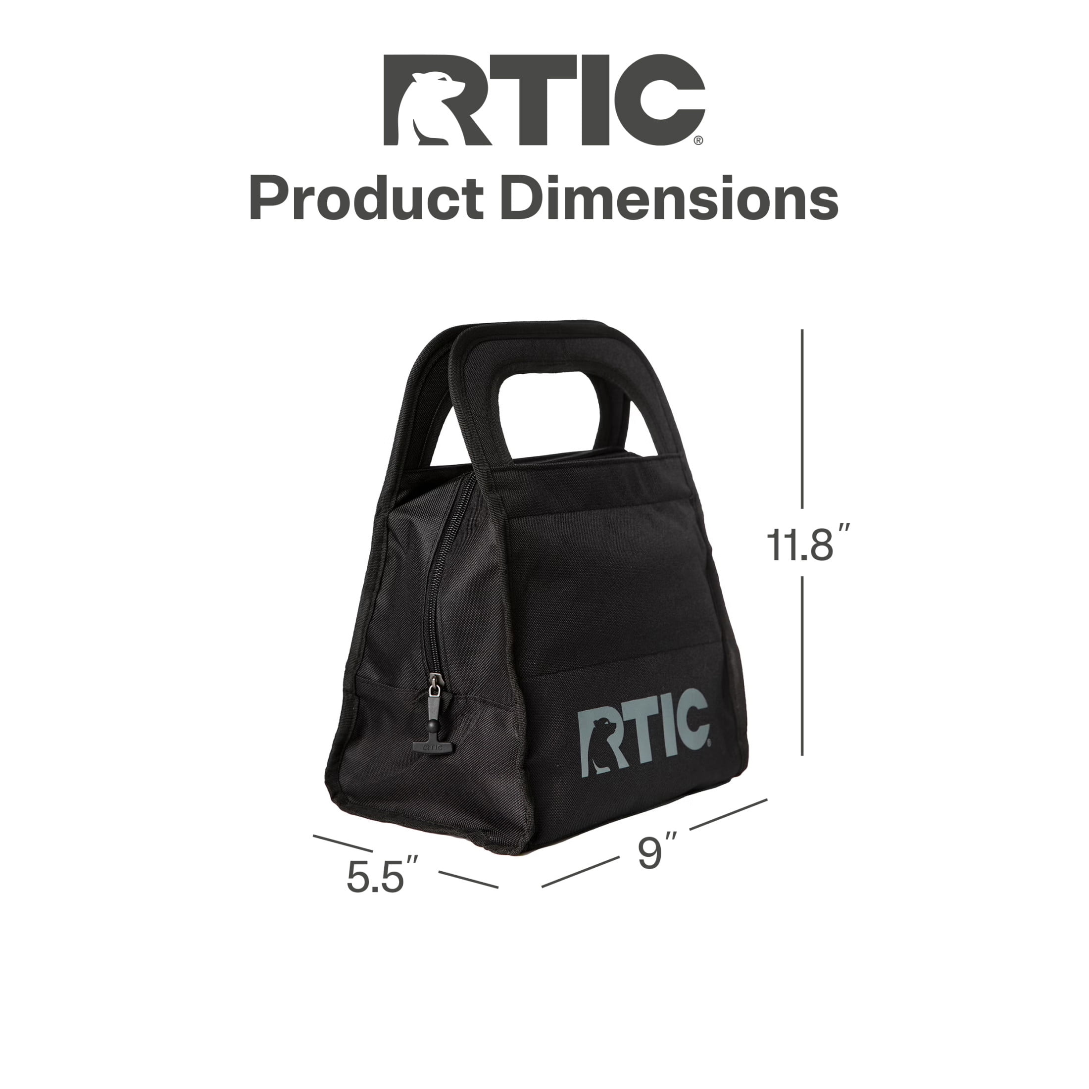 RTIC Insulated Freezable and Collapsible Lunch Bag, Black