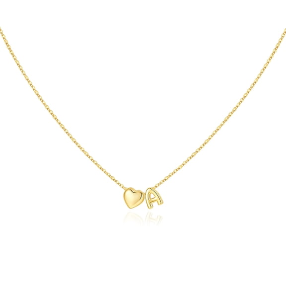 Turandoss Dainty Heart Initial Necklaces for Women Girls 14K Gold Plated Tiny Heart Letter Pendant Jewelry Personalized Birthday Gifts for Women Teen Girls Trendy
