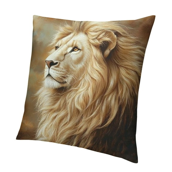 Patifu Lion Reversible Throw Pillow Covers Safari Print Pillow Covers Wild Animal Pattern Square Cushion Covers Wildlife Style Decor Brown 12x12in