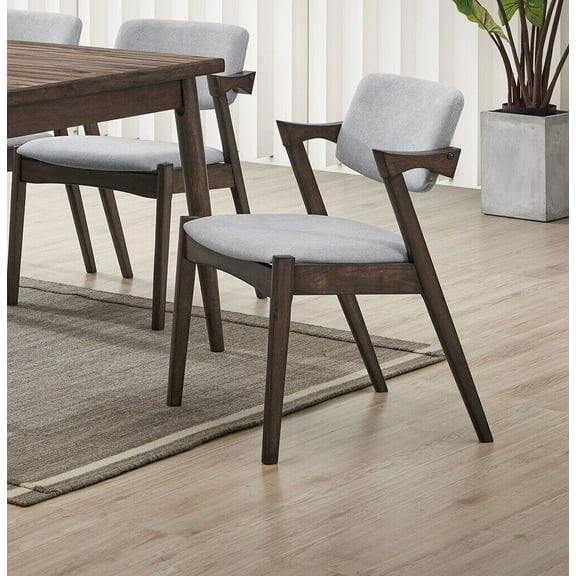 Casual Unique Design Set of 4pc Dining Side Chairs Ash walnut Wooden Frame Polyfiber Cushion Chair Dining Room