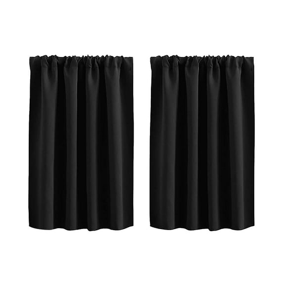 Blackout Solid Color Short Curtain Light Blocking for Kitchen Bathroom Bedroom Partition Black