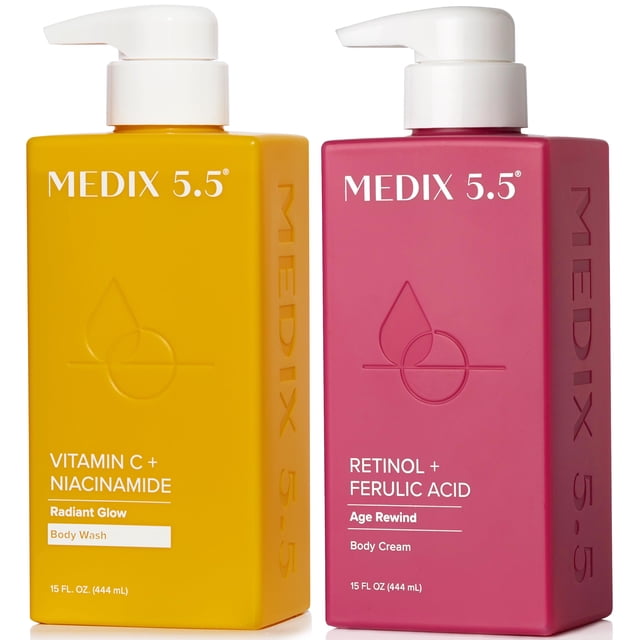 Set de cuidado de la piel Medix, gel de baño con vitamina C y loción de retinol