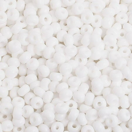 6/0 Glass Seed Beads - 6/0 White Glass Seed Beads 40 Grams