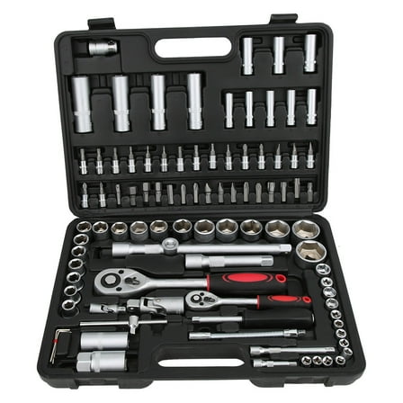 Eastbuy 94 Piece Mechanics Tool Set with 1/4 and 1/2 Inch Drive Sockets, Ratchet Wrenches, Bits and Case for Auto and Home Repair