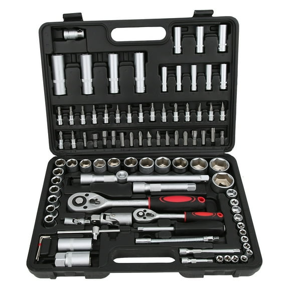 Eastbuy 94 Piece Mechanics Tool Set with 1/4 and 1/2 Inch Drive Sockets, Ratchet Wrenches, Bits and Case for Auto and Home Repair
