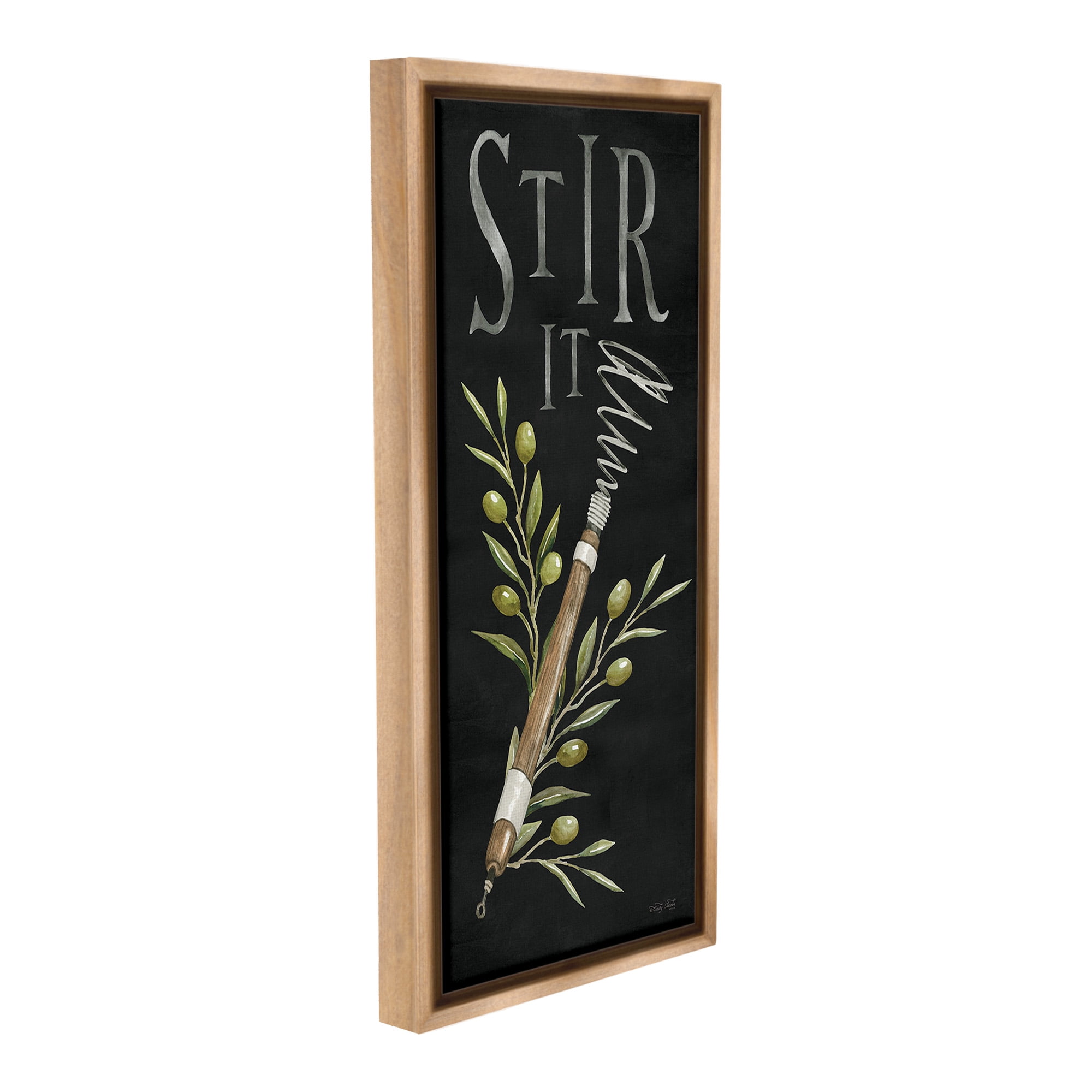 Stupell Industries Stir It Vintage Kitchen Food & Beverage Painting Brown Floater Framed Canvas Art Print Wall Art, 11 x 25