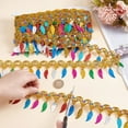 thumbnail image 4 of Polyester Colorful Tassel Lace Trim with Paillettes Gold Leaf 2-1/8 inch(55mm), 4 of 5