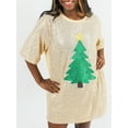 thumbnail image 5 of Cathery Women's Sequin Glitter Shirt Dress Christmas Tree Graphic 3/4 Sleeve Mini Dresses Party Club Loose Short Dress, 5 of 6