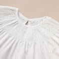 thumbnail image 3 of ZEHJHUAN Girl's Wedding Ceremony Round Neck Lace Trim Solid Color Short Sleeve A-Line Casual Outfit White，18-24M, 3 of 6
