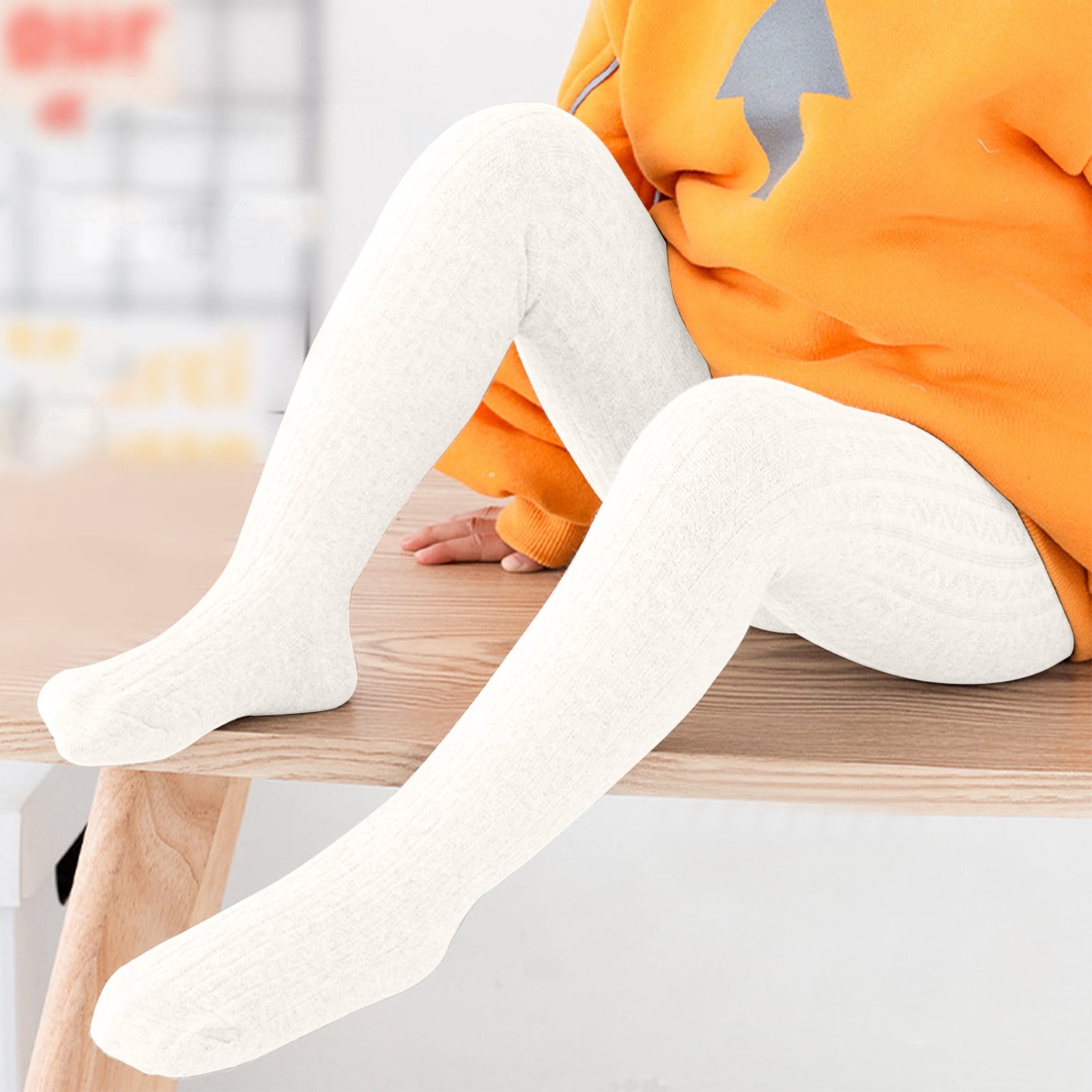 Rohuuque Boys Girls Toddler Socks Knitted Pantyhose White Black