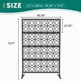 thumbnail image 2 of Decorative Metal Privacy Screen Freestanding, Geometric Leaf Flower Fence Panel, All Weather Rustproof Outdoor Indoor Divider for Patio Garden Balcony, Black/White/Brown, 2 of 8
