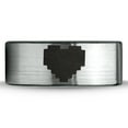 thumbnail image 2 of Tungsten Gamer Heart Band Ring 8mm Men Women Comfort Fit Brushed Gray Flat Cut Black Polished Size 7, 2 of 4