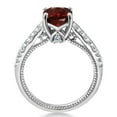 thumbnail image 3 of Gem Stone King 925 Sterling Silver Cushion Gemstone Red Garnet and White Created Sapphire Engagement Ring for Women (2.15 Cttw, Gemstone Birthstone, Available in Size 5, 6, 7, 8, 9), 3 of 5