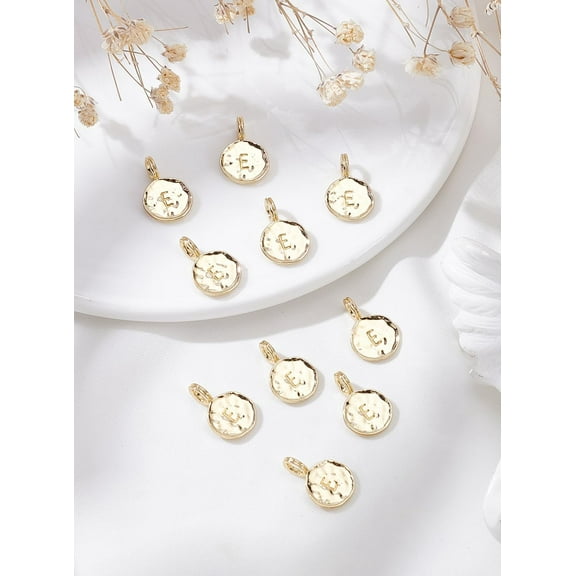 10Pcs 18K Gold Plated Letter E Charms Jewelry Making Charms Gold Alphabet Charms