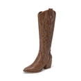 thumbnail image 1 of Botas de Vaquera para Mujer DREAM PAIRS Marrón Claro con Tacón Grueso Talla 9, 1 of 9