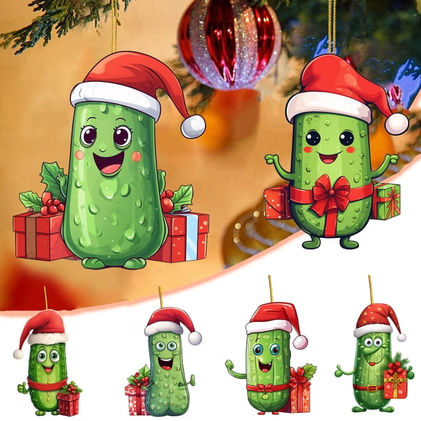 Xihbxyly Mini Colgante de Pepino para Árbol de Navidad, Decoración Navideña de Acrílico, Bonito Adorno Festivo, Accesorio Versátil para Coche y Regalo, Fácil de Colgar, Símbolo de Bendición, 1 Unidad