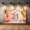 thumbnail image 6 of Sparkling 21st Birthday Backdrop Banner with Crown Design, Glittery Balloons and Gift Elements, Ideal for Birthday Party Decorations Photography Props and Party Supplies, 6 of 7