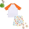 thumbnail image 5 of Gubotare Toddler Bathing Suit Toddlers and Baby Boys' 3-Piece Swimsuit Trunk and Rashguard Sun Hat Set 13T 14T,Orange, 5 of 9