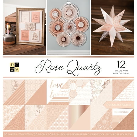 UPC: 0611356097417 | DCWV Double-Sided Cardstock Paper Stack 12 X12  36/Pkg-Rose Quartz  12 W/Rose Gold Foil