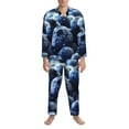 thumbnail image 3 of Fuzoiu Blueberry Print Men's Long-Sleeved Pajama,Lounge Button Down Nightwear,Mens Notch Collar Pajama Set -X-Large, 3 of 7