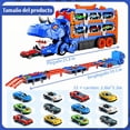 thumbnail image 3 of Dinosaurios Juguetes para Niños, Camión de Juguete Dinosaurio,Pista Carros con 12 Coches, Vehículos Transformable y Plegable,Carritos Dinosaurios,Regalo NiñOs 3+ Años,Azul, 3 of 8