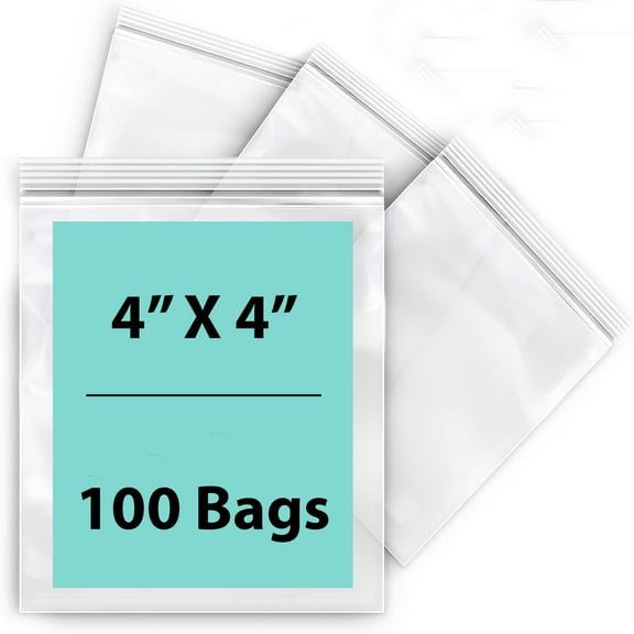 4 Mil Clear Reclosable Zipper Poly Bags with Resealable Zip Top Lock -4 x 4- (100 Bags)