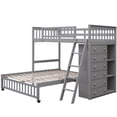 thumbnail image 4 of Harper & Bright Designs Twin Over Full Bunk Beds with Storage Drawers and Shelves, Wooden L-Shaped Bunk Beds for Bedroom, Gray, 4 of 9