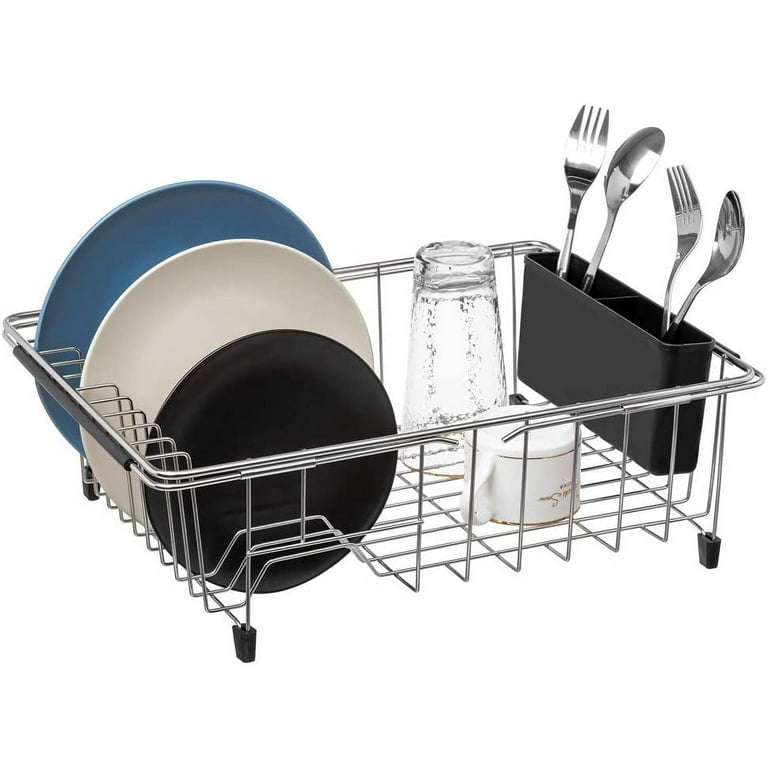 TYigao Dish Racks for Kitchen Counter, Dish Drainer with Removable Utensil  Holder,Durable Stainless Steel Dish Drying Rack Set with Drainboardand