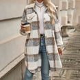 thumbnail image 5 of Purcolt Women's Fuzzy Fleece Long Jackets Flannel Plaid Trench Coat Cozy Lapel Button Down Sherpa Cardigan Outwear, 5 of 6