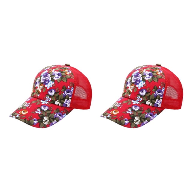 Wweixi 1/2/3/5 Casquette de Baseball Élégante pour les Femmes - Sangle Réglable et Soleil Léger Rouge Vif 2PCS