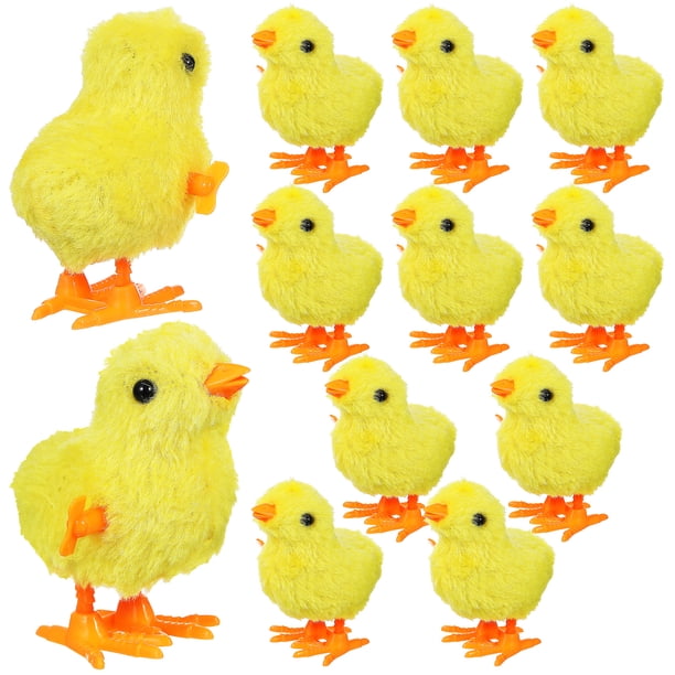 12 Uds. De juguetes para pollitos de cuerda, saltando, lindos pollitos pequeños, pollo de peluche, juguete para caminar, pollitos de peluche para niños, bolsas de regalos, recuerdos de fiesta