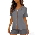 thumbnail image 2 of Naittoop Pajama for Women Set Short Sleeve Button Down Pajamas Sets Soft Lounge Sets for Women Sleepwear PJS, 2 of 5