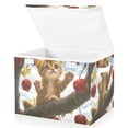 thumbnail image 2 of Brow Cat in Cherry Tree Large Storage Bins with Linen Collapsible Lid Storage Box 16.7 x 12.6 x 11.8in, 2 of 7