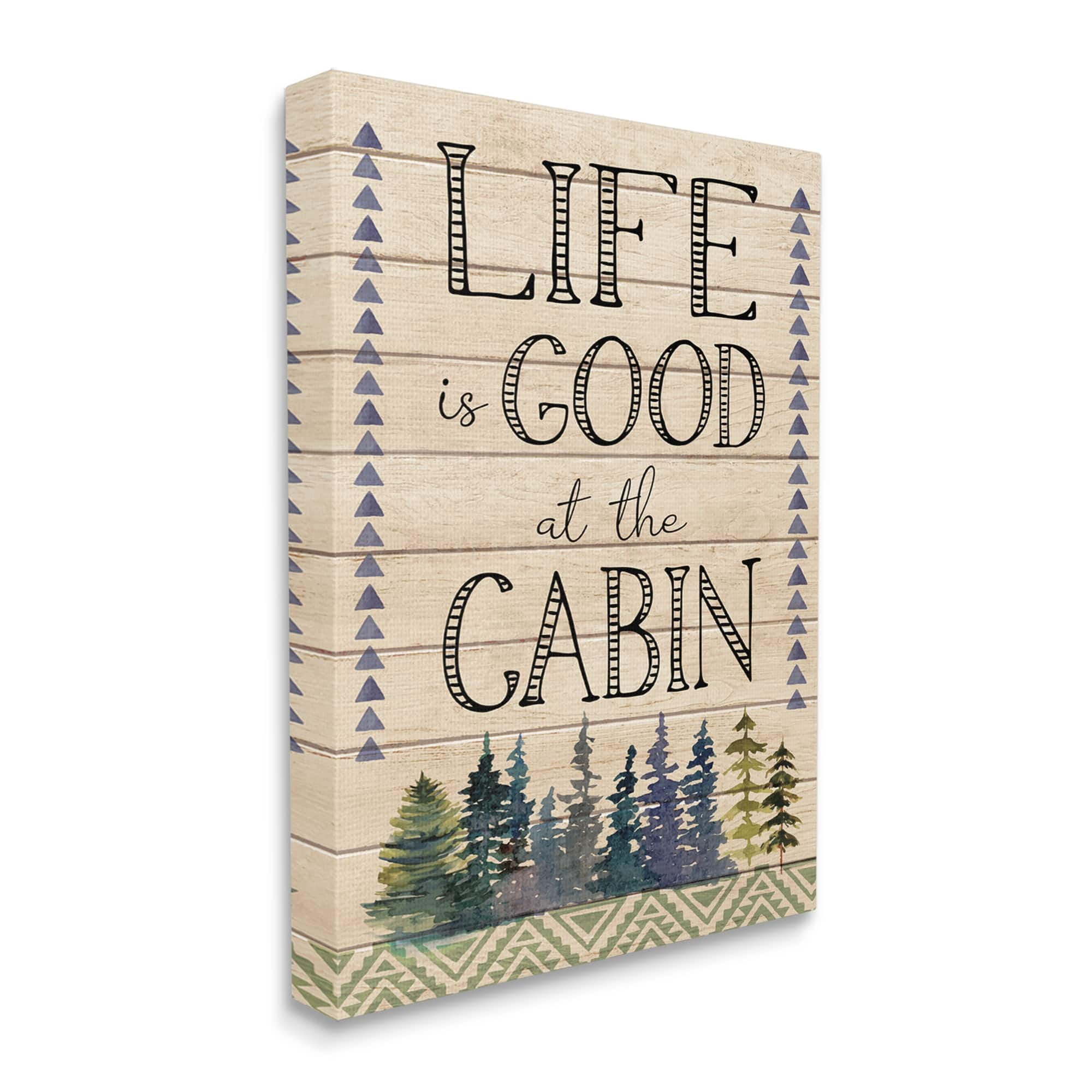 Stupell Life Good At The Cabin Geometric Typography Painting Gallery Wrapped Canvas Print Wall Art
