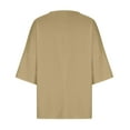 thumbnail image 4 of Hauts d'Été pour Femmes Élégants avec Manches 3/4 et Col Rond en T-Shirts Unis Confortables pour Femmes Kaki TTG, 4 of 4