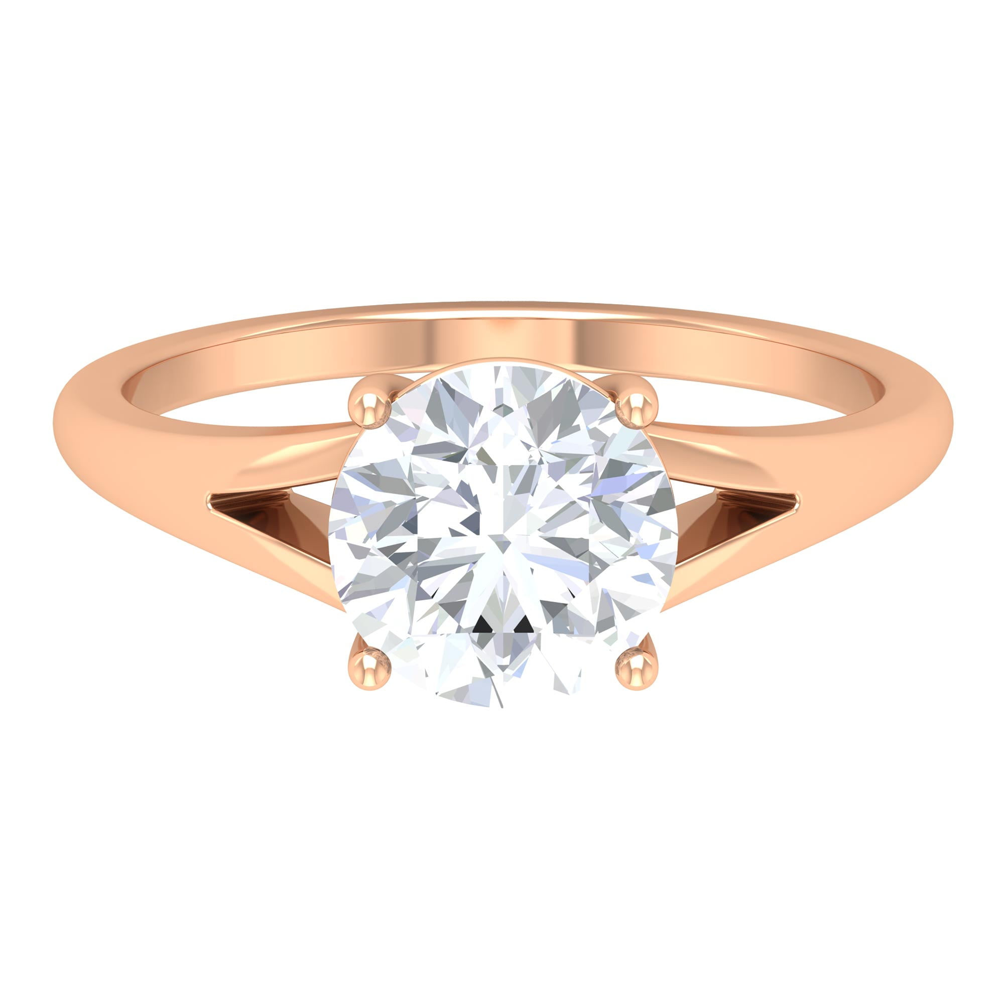2.CT Round Cut Near White Real Moissanite Engagement Ring Solid 14k Yellow Gold 