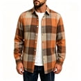 thumbnail image 2 of TKKCS Mens Long Sleeve Plaid Button Down Shirts- Layering Casual Turn Down Collar Midweight Flannel Jacket Shirt Orange Size 2XL, 2 of 7