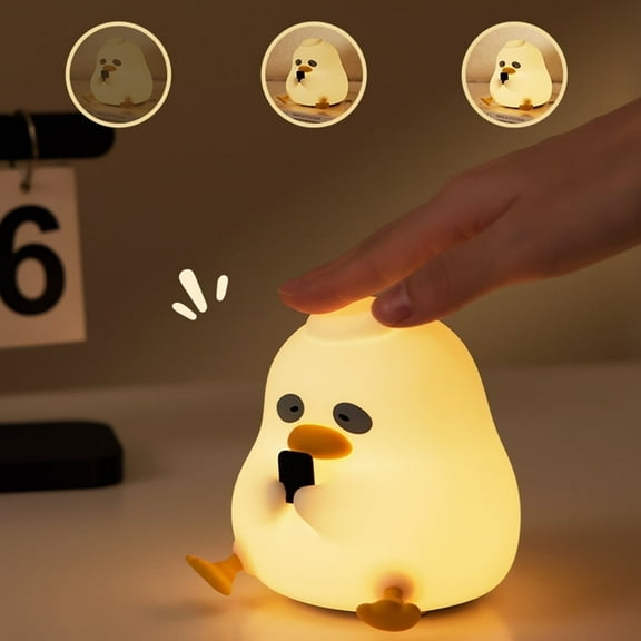 TIANLAIMEI Cute Duck Silicone Nursery Night Light USB Rechargeable Dimmable Lamp Touch Sensor for Children, Baby