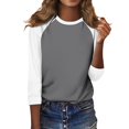 thumbnail image 6 of Jewelreauty Women Tunic Tops Raglan Elbow Length Crewneck T-Shirts Summer Casual Basic Tee, 6 of 7