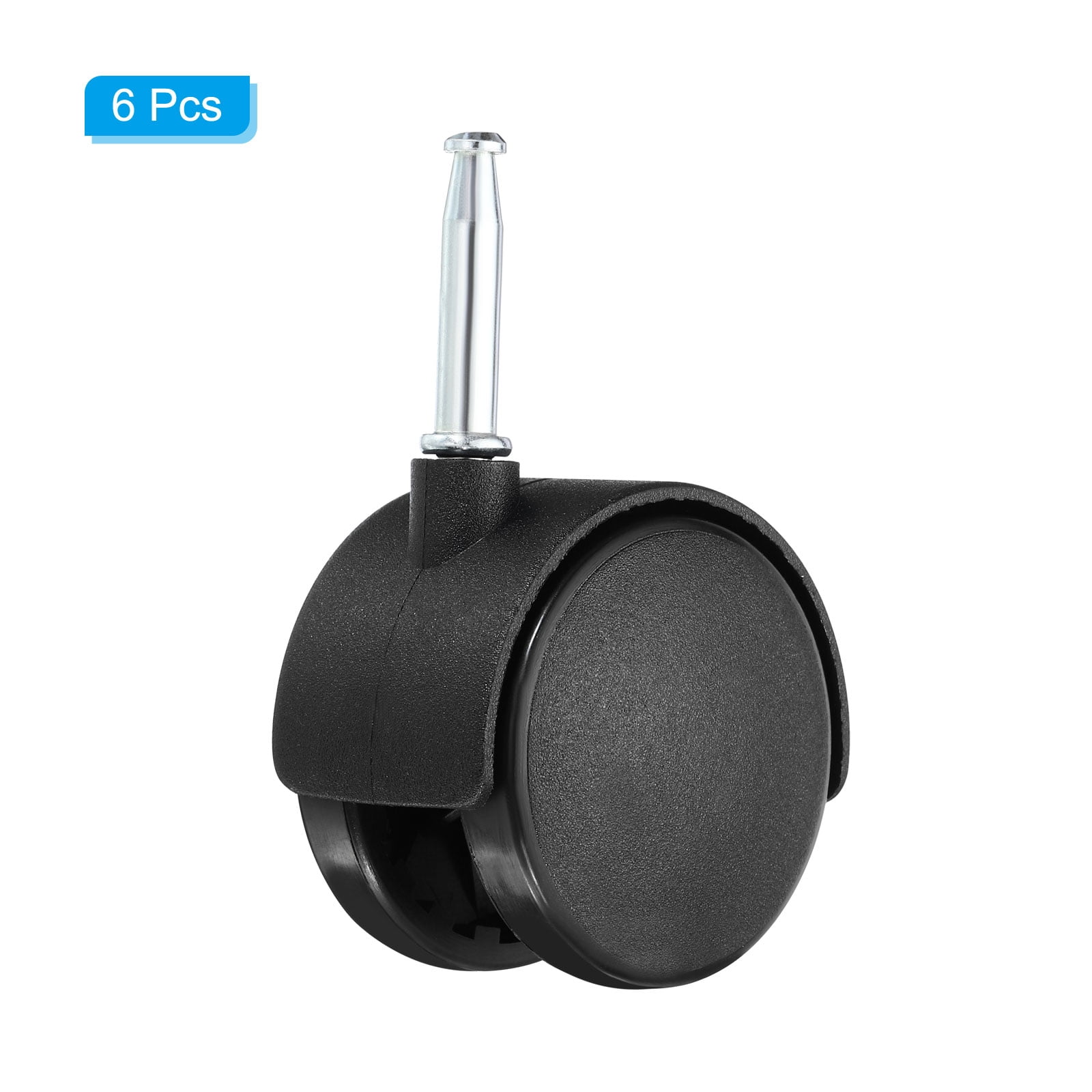 2.4" Swivel Stem Casters Nylon 360 Degree Insert Stem Wheel with Brake, 6 Pack
