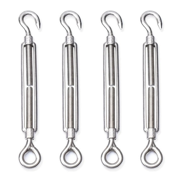 M10 Turnbuckle,3/8" (10mm) Thread Stainless Steel Hook & Eye,4pcs 304 Stainless Steel Turnbuckles Heavy Duty Wire Rope Tension by HONSHEN