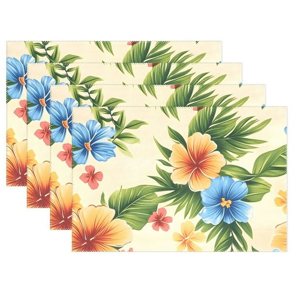 Ryvnso Placemats Set of 4 Elegant Tropical Flower-t8 Dining Mats Heat-Resistant Non-Slip Washable Table Mat
