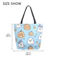 thumbnail image 5 of FORMRS Womens Canvas Tote Bag with Zipper Inner Pocket Shoulder Handbag, Blue Halloween Ghosts, 5 of 7