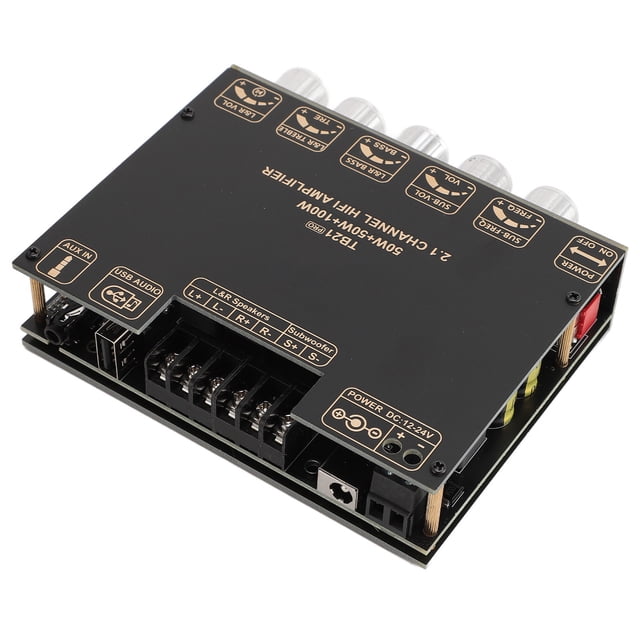 Placa Amplificadora De Potencia, 2.1 Canales AUX USB 5.2 Placa Amplificadora Terminales De Cerca 12-24V Para Altavoces Pasivos De 50-300W