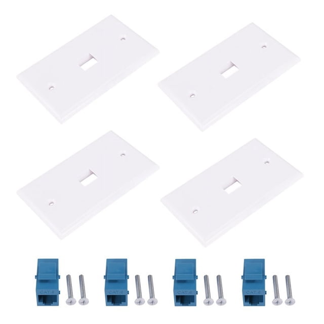 4X Salida de Placa Pared Ethernet Cat6 1 Puerto RJ45 Red Hembra una Acoplador Enchufe y