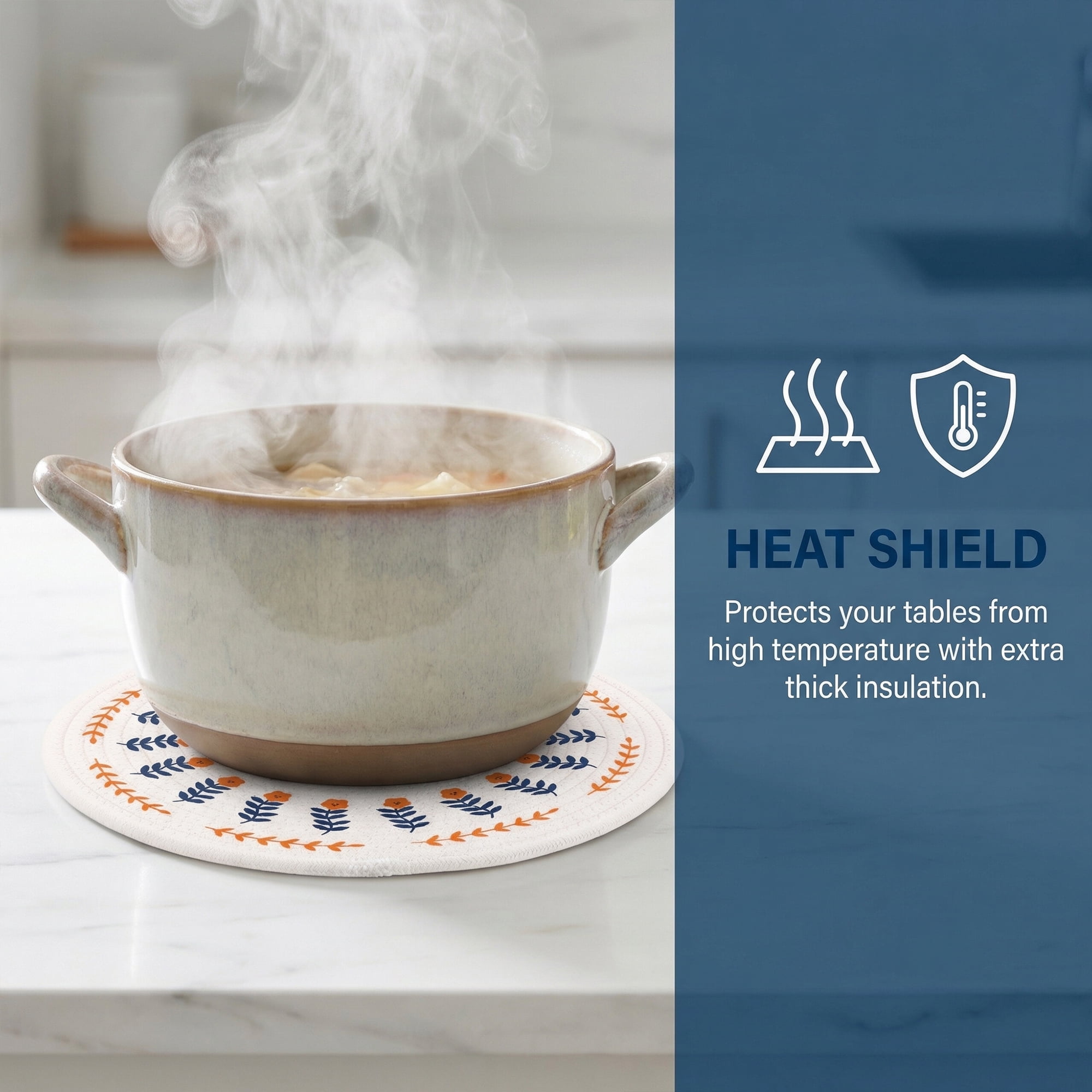 Unique Bargains Round Pot Holders Heat Resistant Non Slip Hot Pads for Cooking 11.8in 1Pcs